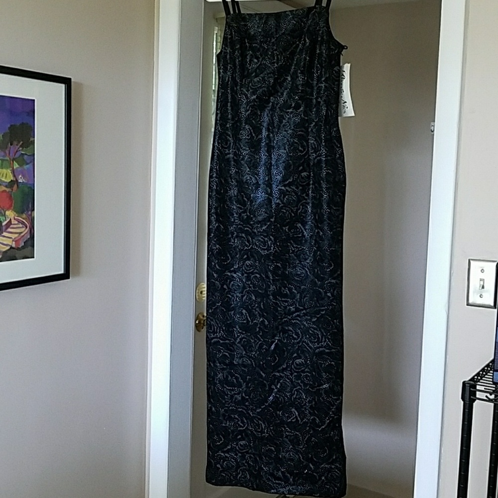 Geometric print evening gown